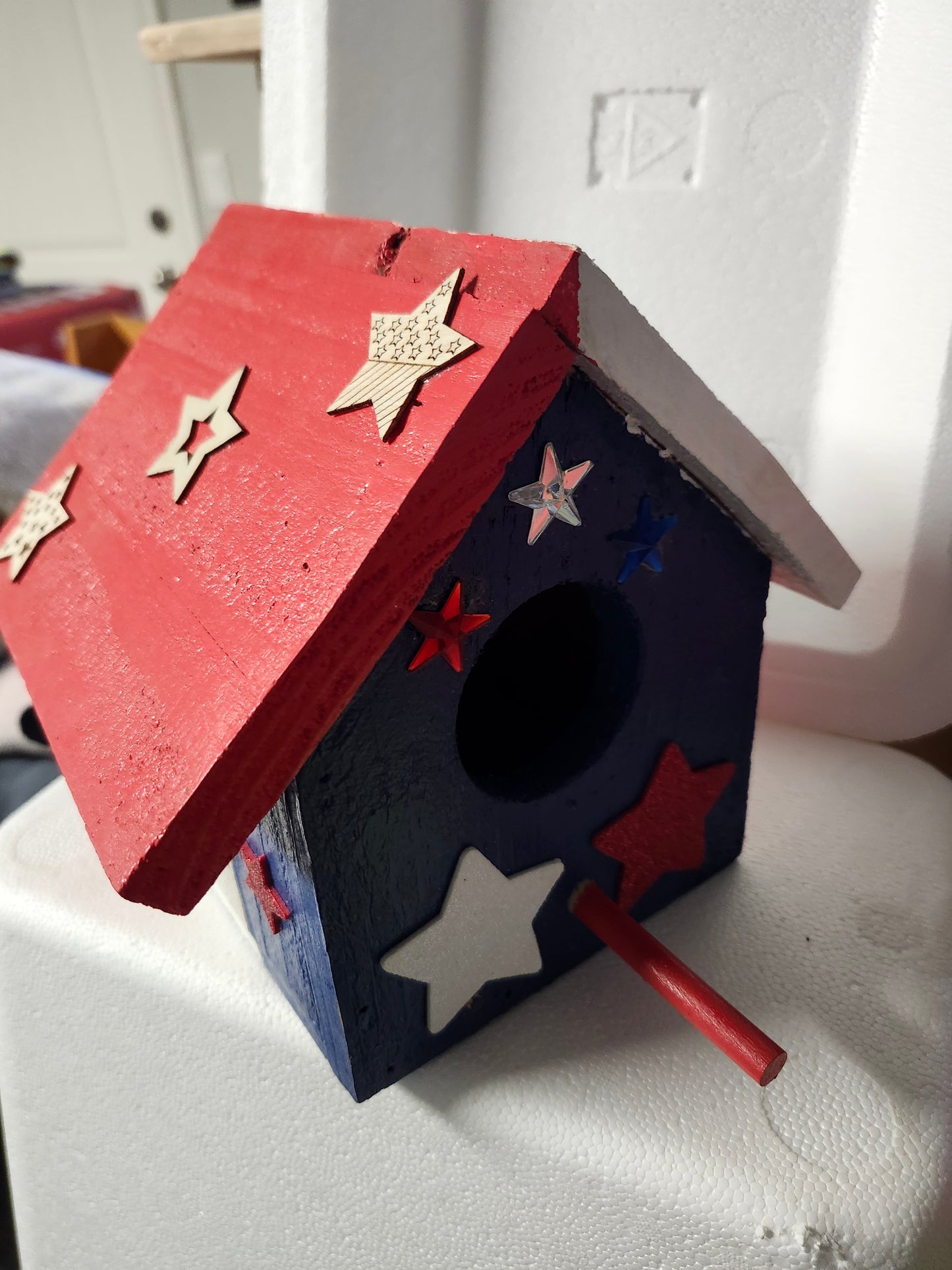 4th Of July Hand Made Cedar Wood Bird House