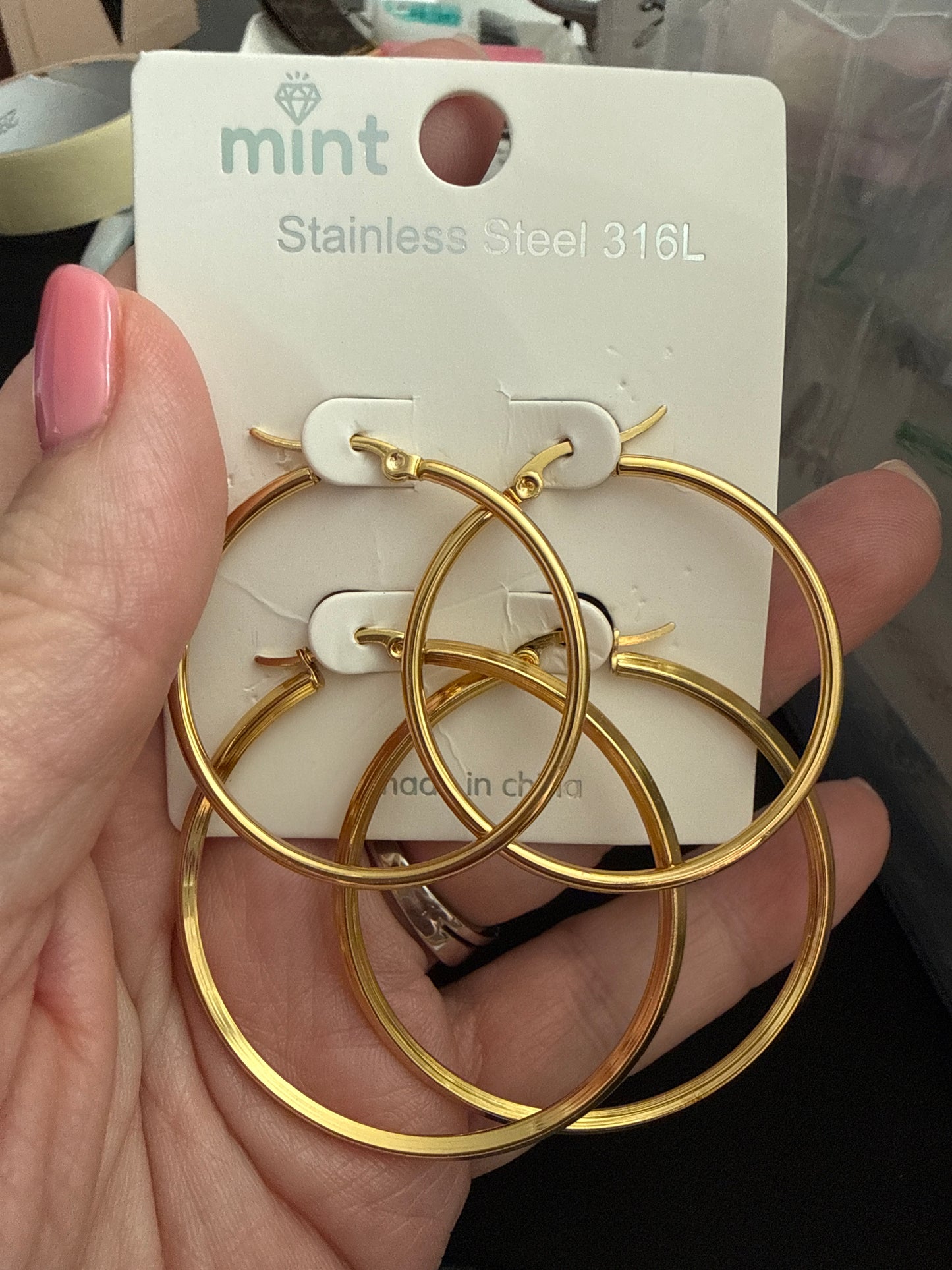 Stainless Steele gold hoops