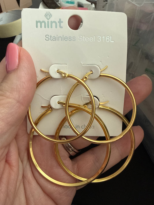 Stainless Steele gold hoops