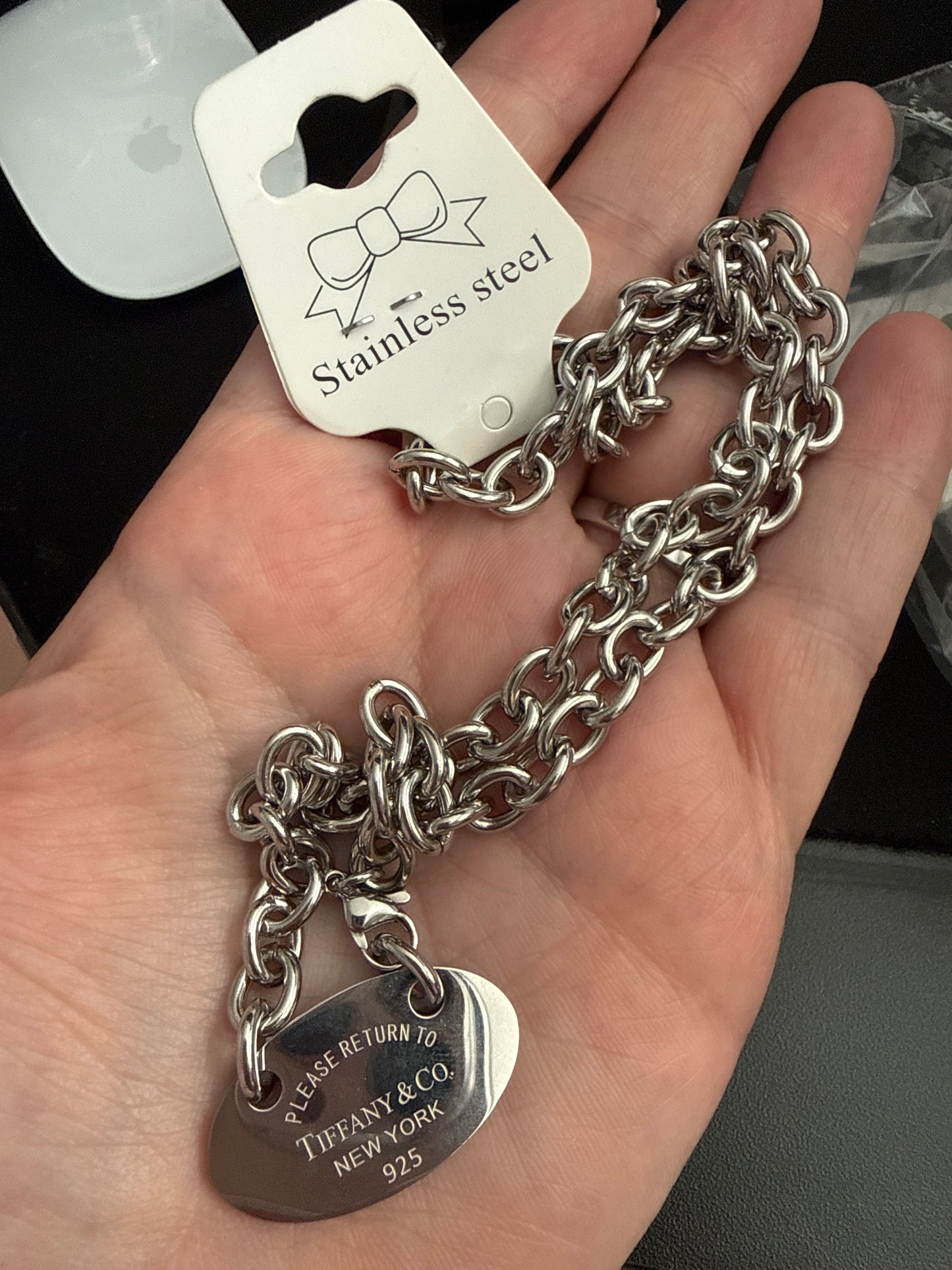 Tiff silver stainless Steele necklace